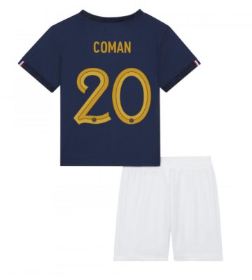 Frankrike Kingsley Coman #20 Hemmakläder Barn VM 2022 Kortärmad (+ Korta byxor)